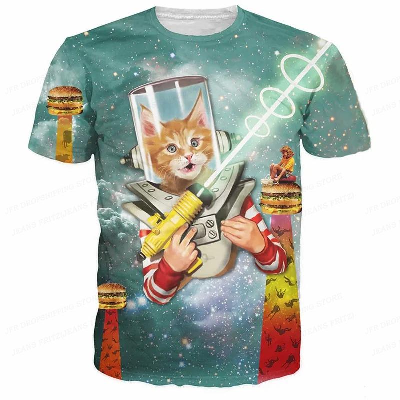 ETST 011 Zomer Heren T-shirt Dier Kat 3d Print T-shirt Heren Mode Oversized Korte Mouw T-shirt Kinderen Tops T-shirts Grappig 3XL