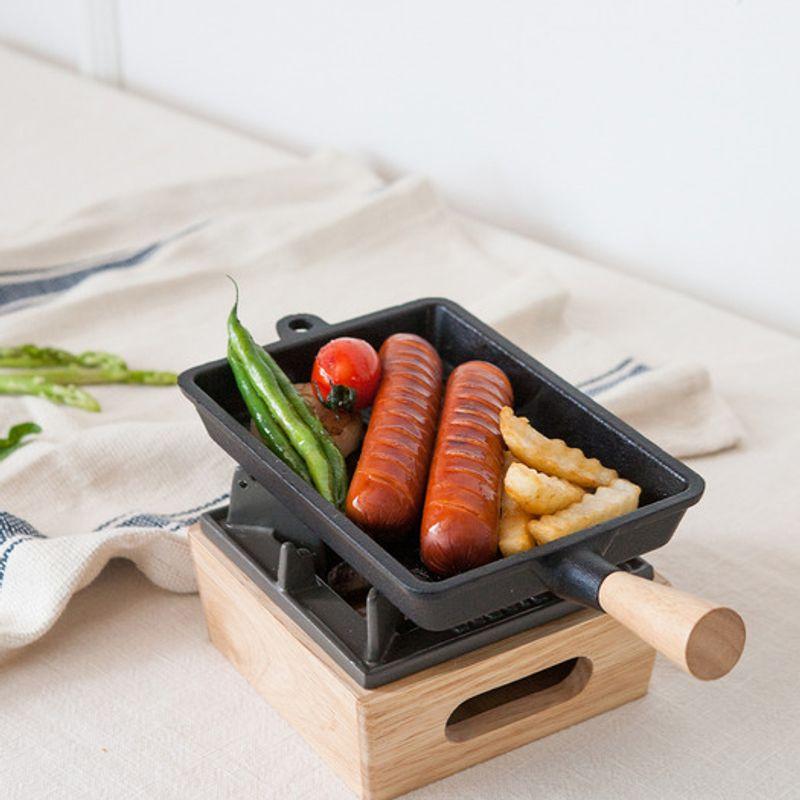 Acacia Cast Iron Induction Pan Frying Pan Square Pan Mini Pan