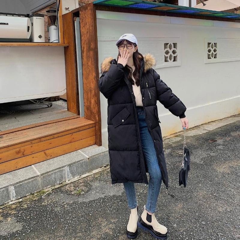 European and American Down Cotton Jacket Women's Winter 2025 Mid-length Large Size Padded Jacket Loose Thickened Cotton Jacket Cotton