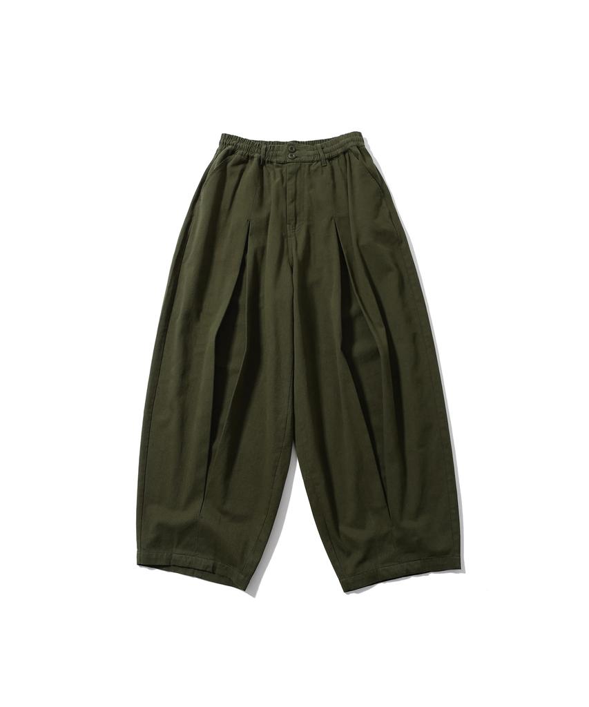 ANGLAN Long Tuck Wing Balloon Pants - Khaki