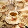 European Floral Tea Cup & Saucer Set with Gold Rim - Light Luxury Afternoon Tea Set for Home Use