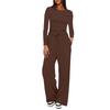 Zweiteilige Outfits für den Herbst für Damen, langärmelige Oberteile, T-Shirts, weite Hosen