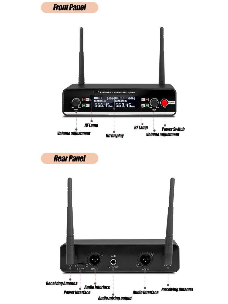 Dual-Purpose Wireless Handheld Microphone: Ideal for Home, Stage, Weddings, and Live Performances