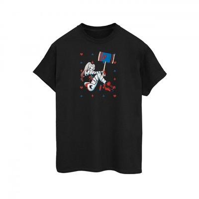 Damen Harley Quinn Spielkartenanzug Baumwolle Boyfriend T-Shirt