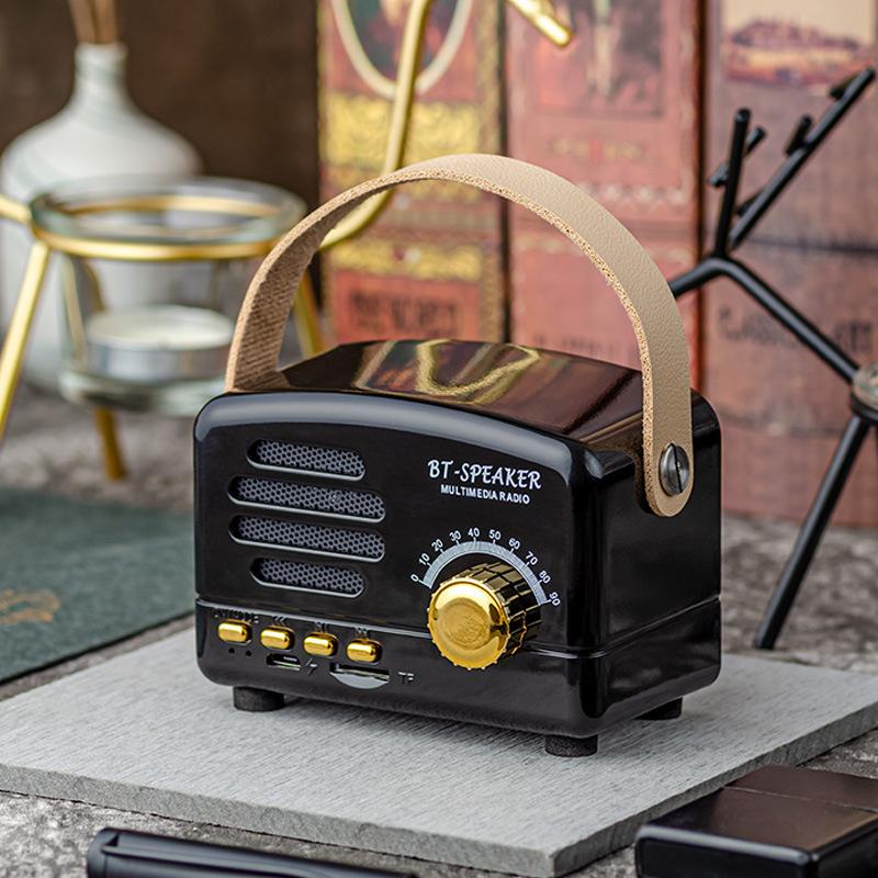 Retro-Mini-FM-Radio, klassischer FM-Empfänger, Vintage-Bluetooth-Lautsprecher, schwerer Bass-Subwoofer, TF-Player, wiederaufladbare Radios als Geschenk