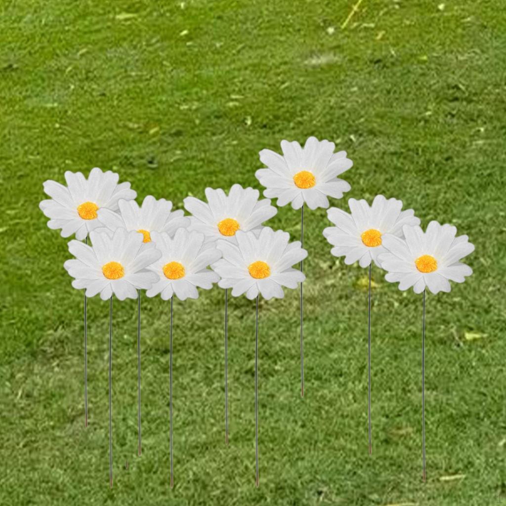 10Pcs Daisy Flower Stakes Plant Stake Yard Art Decor Decorative Garden for