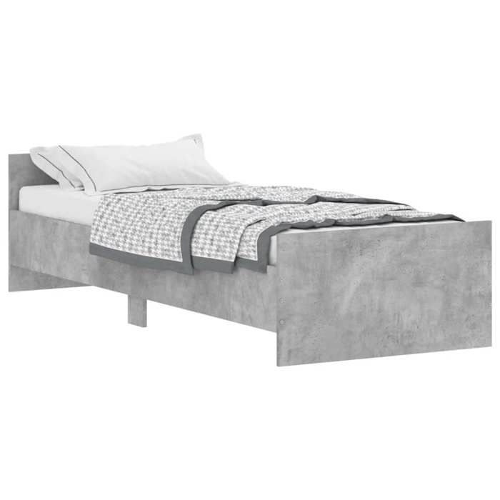 VidaXL Cadre de lit gris béton 75x190cm petit simple bois d'ingénierie 835949
