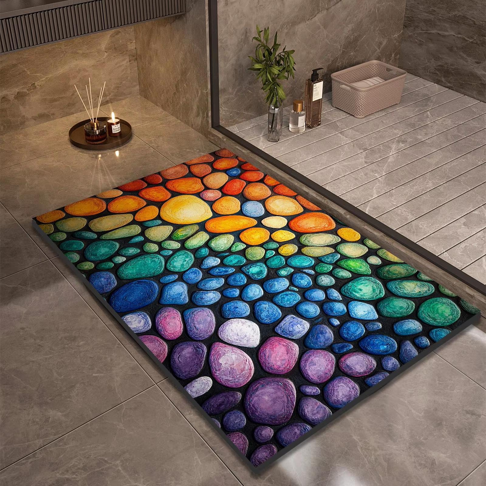 

Diatomite Bath Mat Stone Design Non Slip Absorbent Quick Dry Shower Rug Toilet Floor Mat Home Dec 40X60CM (1.3X2FT