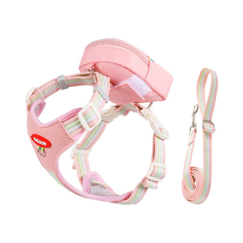 Adorable Dog Harness with Backpack & Leash Comfortable Adjustable No-pull Pet Chest Strap Sherina Bichon Frise Outdoor Supplies