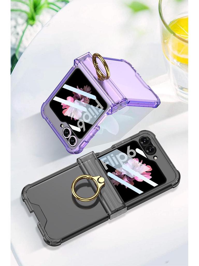 Samsung Galaxy Z Flip 6 Case: Airbag Shaft, All-Inclusive Shell, Transparent Film, Ring Holder
