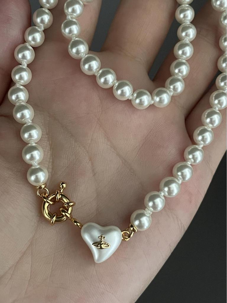 High-End Empress Dowager Heart Necklace and Saturn Bracelet Set