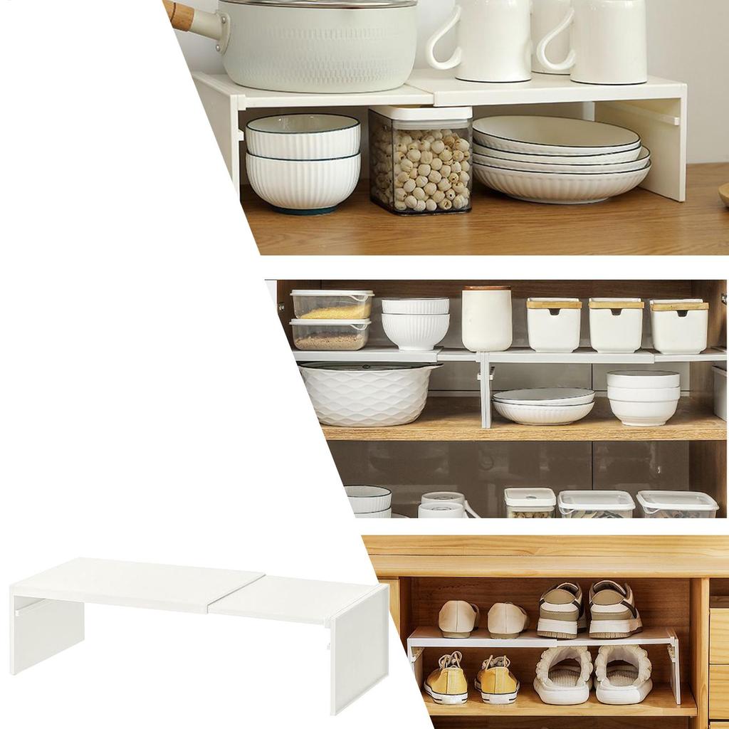 Kitchen Stretchable Cabinet Shelf Cupboard Separated Storage Space-Saving Stackable Layered Shelf Kitchen Storage Accessories