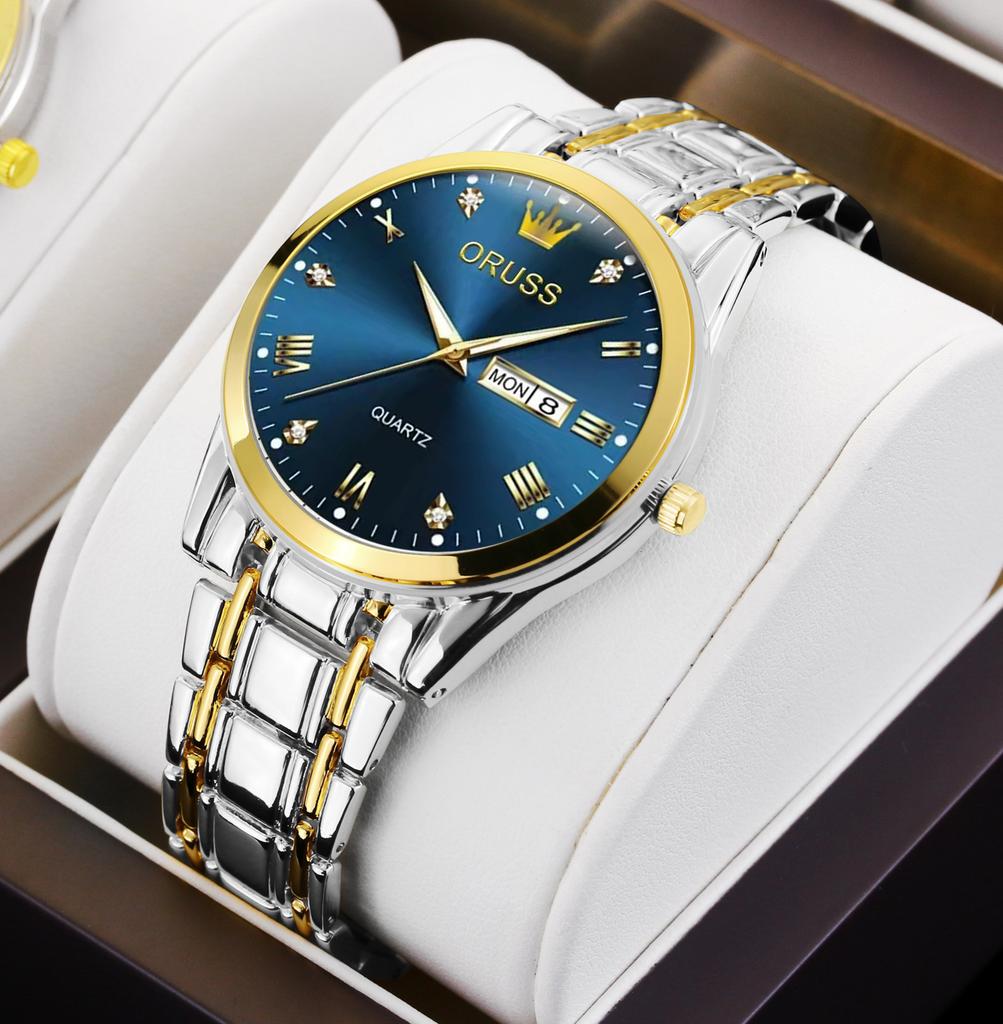 Men'S Fully Automatic Quartz Watch Luminous Waterproof Calendar Diamond-Encrusted Business Men'S Watch