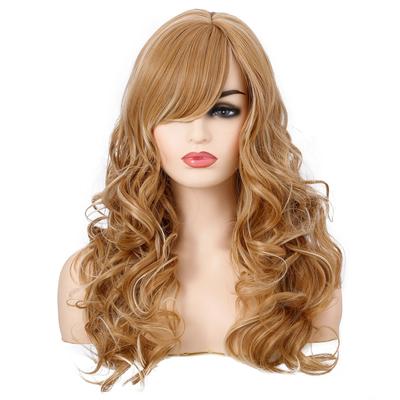 Pelucas largas rubias y marrones, pelucas de pelo sintético para mujeres, pelucas en capas naturales con flequillo, peluca resistente al calor, Cosplay bonito