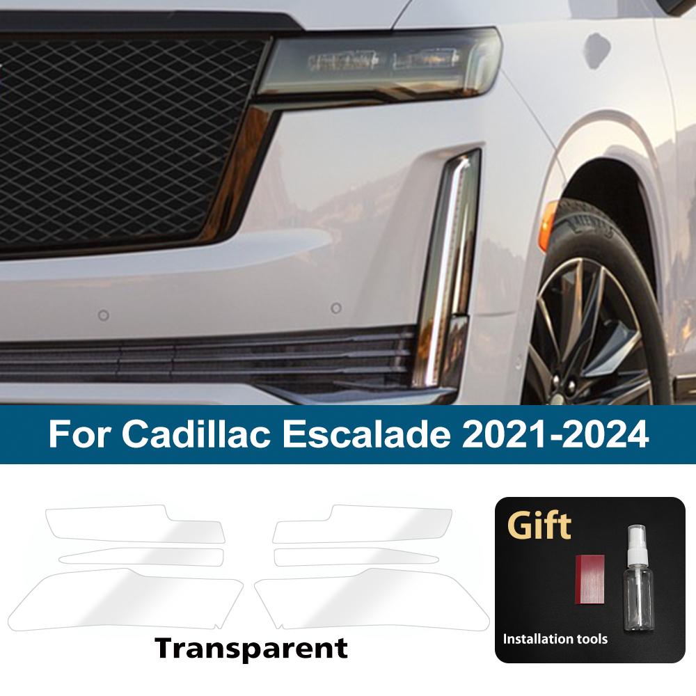 High-Gloss Smoke Black TPU Headlight Protective Film for Cadillac Escalade /IQ Pre-Cut PPF Anti-Scratch Vinyl Wrapping Kit