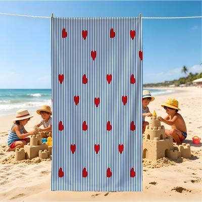 Heart Print Beach Towel, Quick-Dry Microfiber Towel, Large Absorbent Bath Towel For Swimming/Beach, Great Gift For Summer Lovers