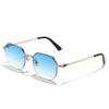 HBK 2022 Luxury Sunglasses Custom Designer Small Rectangle Sun Glasses 2022 Trendy Woman Rimless Sunglasses