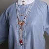 Ethnic Style Hollow Carved Lucky Bag Pendant Green Imitation Jade Handmade Beaded Long Necklace