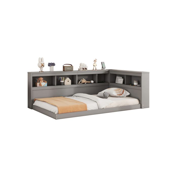 Canapé-lit - MUVOE - 90 x 200 cm - Prise de courant - 2 ports USB - Gris