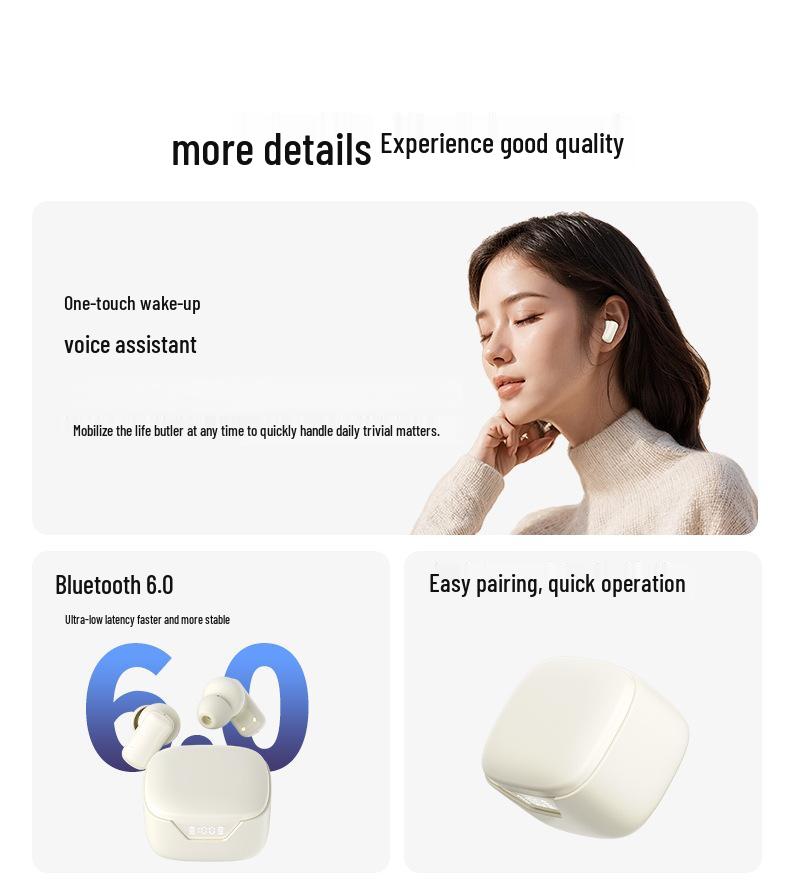Q92 Mini Wireless High-Fidelity Bluetooth Earphones with Long Battery Life, Noise Reduction, and Comfortable Soft Earplugs.
