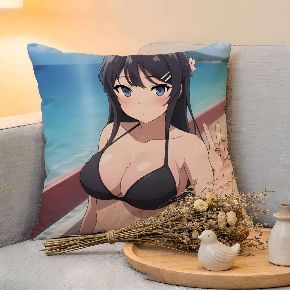 Cushion Cover  Linen  SkinFriendly Soft Decorative Case For Sofa Home Decor Sexy Anime MMai Sakurajima Pillow cover