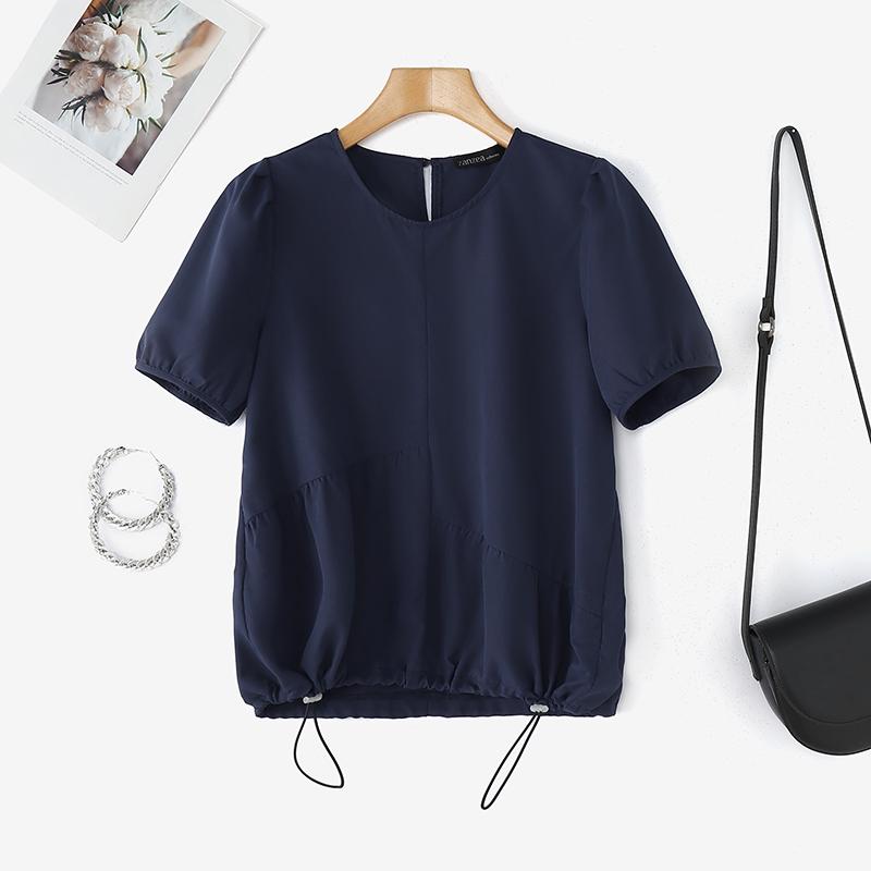 

ZANZEA Женская летняя повседневная блузка с круглым вырезом и коротким рукавом 3XL