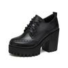 10cm Small Size 32-43 Brogues Vintage Deep Mouth Platform Pumps 2025 Fall Block High Heels Shoes Women Oxfords Office Model Mom