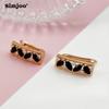 SIMJOO Rose Gold Color Simple Stylish Zircon Earrings for Women