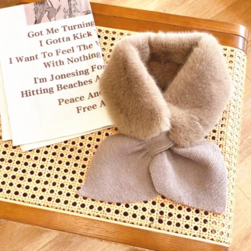 New Soft and Waxy Korean Version Cross Solid Color Fur Scarf To Keep Warm Imitation Rex Rabbit Accessories Fur Scarf Plush Fur Collar for Women