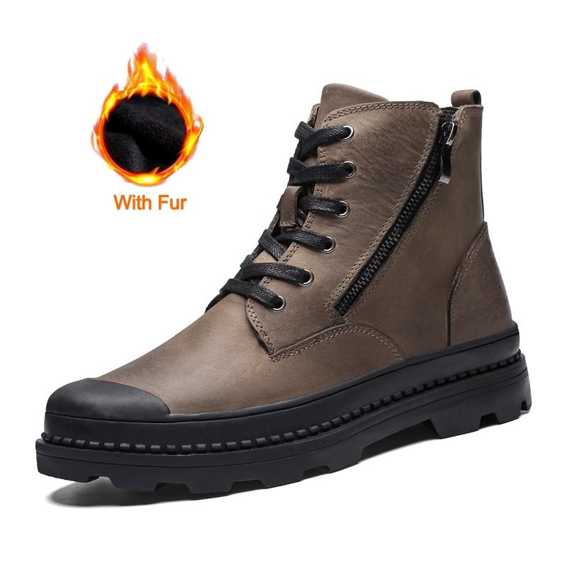 Fashion 2024 New Fashion Side Zipper Ankle Boot Men Genuine Leather Work Shoes Designer Thick Bottom Boots Brand Outdoor Casual Shoes