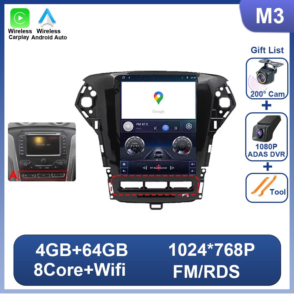 9.7 Inch Android 14 For Ford Mondeo MK4 2011-2013 For Tesla Style Car Radio Video Player No 2 Din Bluetooth 8 Core GPS Carplay