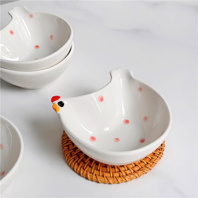 Chicken Shaped Clip Storage Box, Ceramic Small Storage Bowl, Mini Paperclip Storage Blue