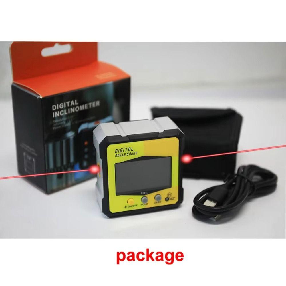 Multifunctional Laser Inclinometer Four Sided Magnetic LCD Display Digital Angle Finder 360-degree Measurement Rechargeable