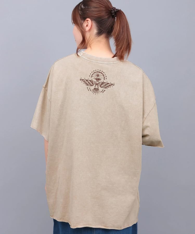 Titicaca Acid Wash Short Crew Vintage Free OSJBD157 Cut-Off T-Shirt, Women's, Sleeve, Neck, Style, Size, Beige,