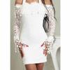 Women Sexy Lace Solid   Neck Off Shoulder Cocktail Party Elegant Dress