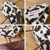 Retro  Cute Niche Semi-round Leather Strap Handbag Zipper Storage Bag Student Denim Top-Handle Bags
