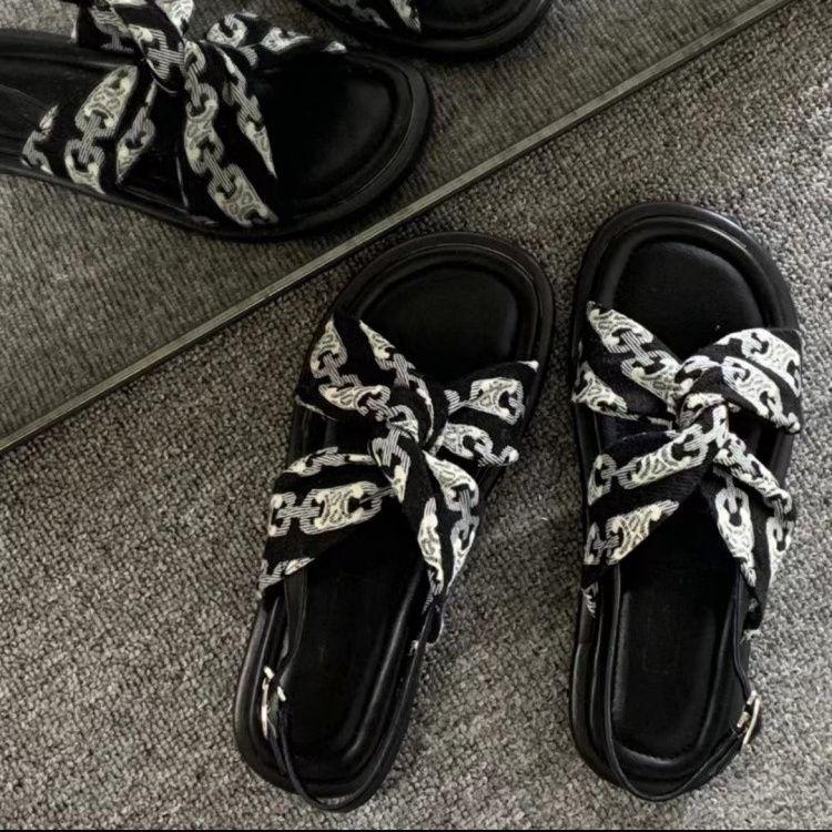 Sandals for Woman Beach Footwear Black Roman Style Summer 2024 Outdoor Women's Shoes with Low Heels The Best Vintage Daily H F