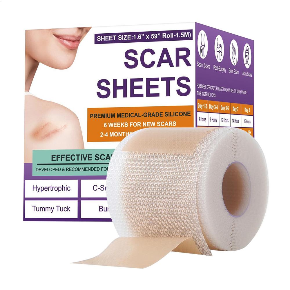 Silicone Scar Sheets Self Adhesive Scar Cover Tape Overnight Skin Recovery Strips Waterproof and Breathable Scar Removal Patch
