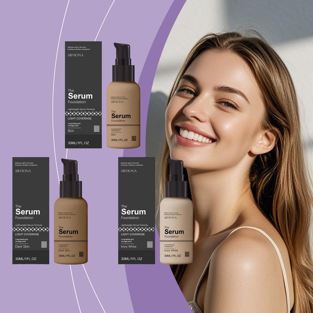 ARVIONA Serum Foundation Liquid Makeup Multi-Shade Hydrating Long-Lasting Lightweight Coverage Smooth Finish