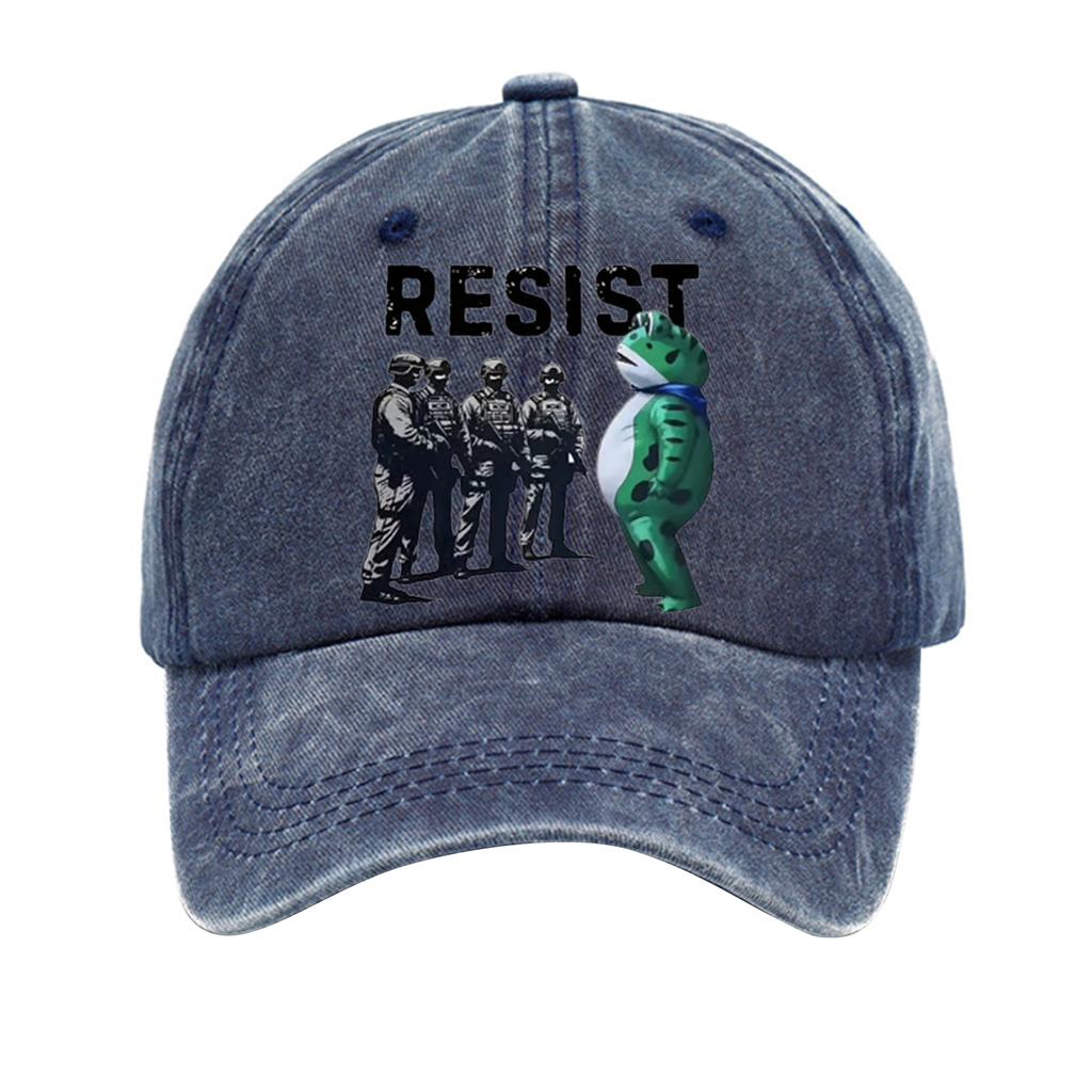 Men's Washed Cotton Baseball Cap With Printed Distressed Soft Top Denim Hat, Vintage Hat