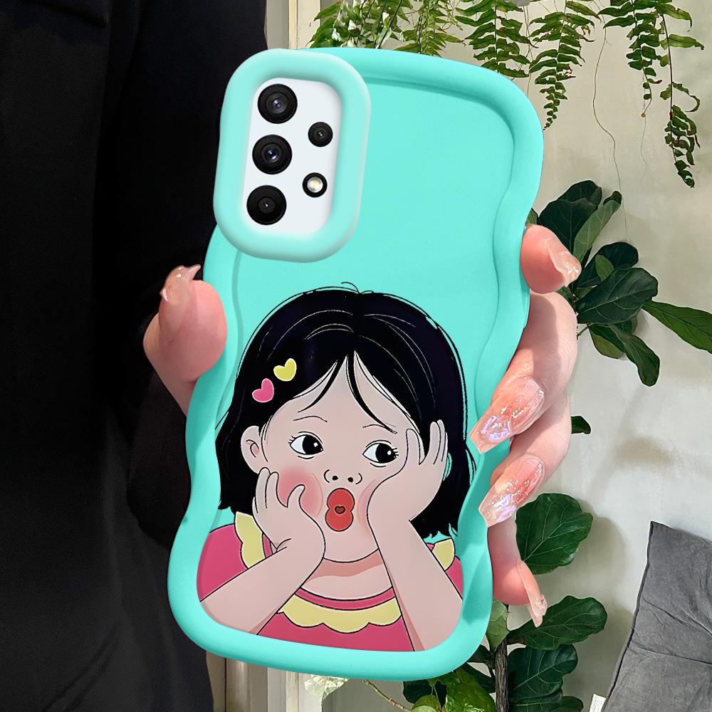 

Окрашенный узор Big Wave Edge Мягкий силиконовый материал Macaron чехол для телефона противоударный защитный резиновый чехол для Samsung Xiaomi Poco Redmi Xiaomi Poco C75 5G синий