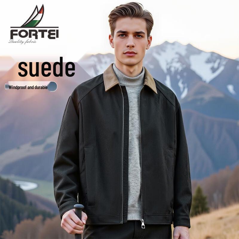 Futing Men s Suede Blend Windproof Jacket 2XL