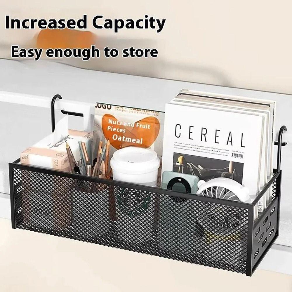 1Pcs New Iron Bedside Hanging Basket Punch-Free Hanging Bed Storage Rack Space Saving Bedside Shelf For Dormitory Home