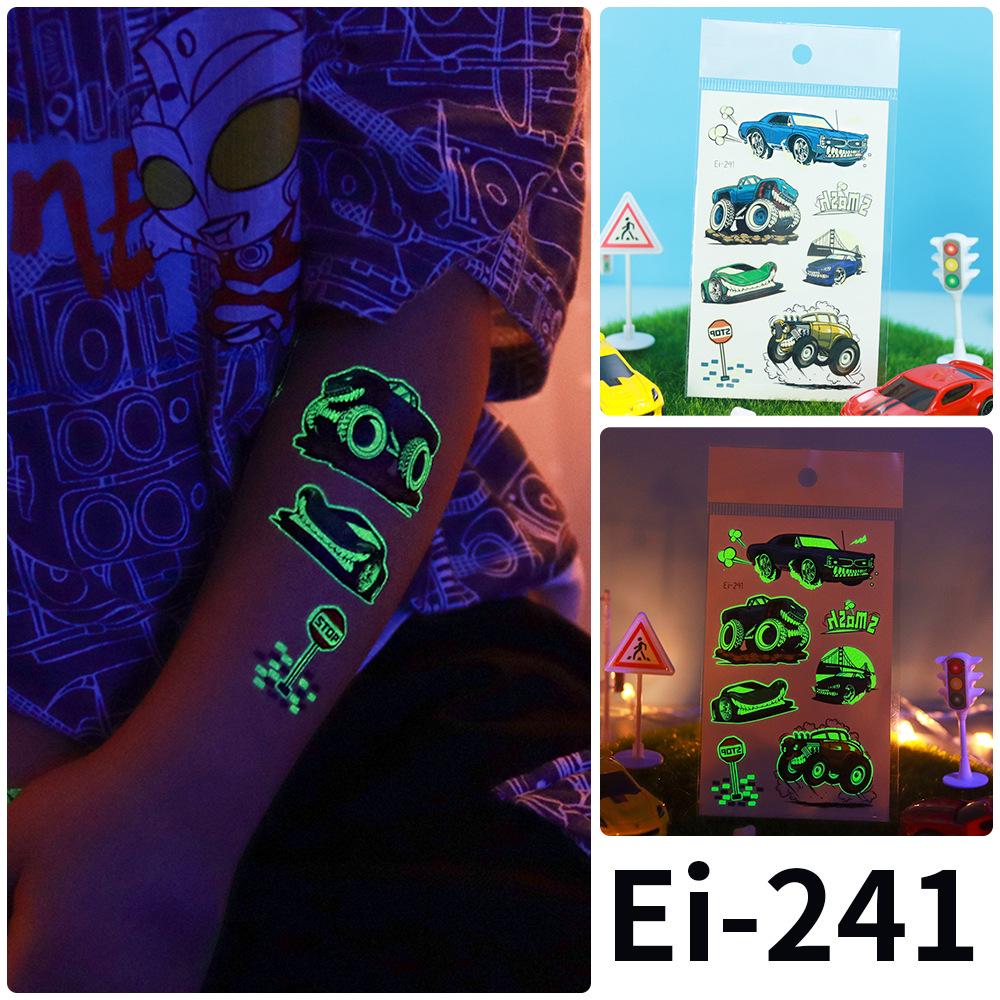 Rekalong Luminous Waterproof Racing Car Tattoo Stickers for Night Parties
