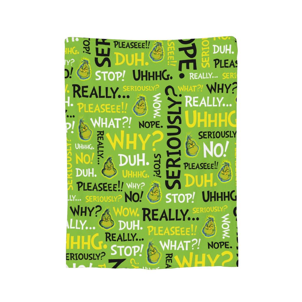 Christmas-S-Green-S-Grinch Blanket Fleece Textile Decor  Portable Warm Throw Blanket for Home Office Rug Piece