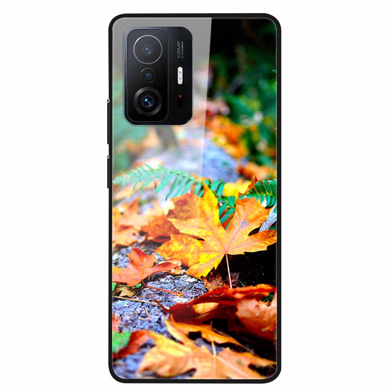 Case For Xiaomi 11T Pro Glass Hard Tempered Glass PC Phone Cover For Xiaomi Mi 11T 11 T Pro Shockproof Landscape Cute Capa Coque