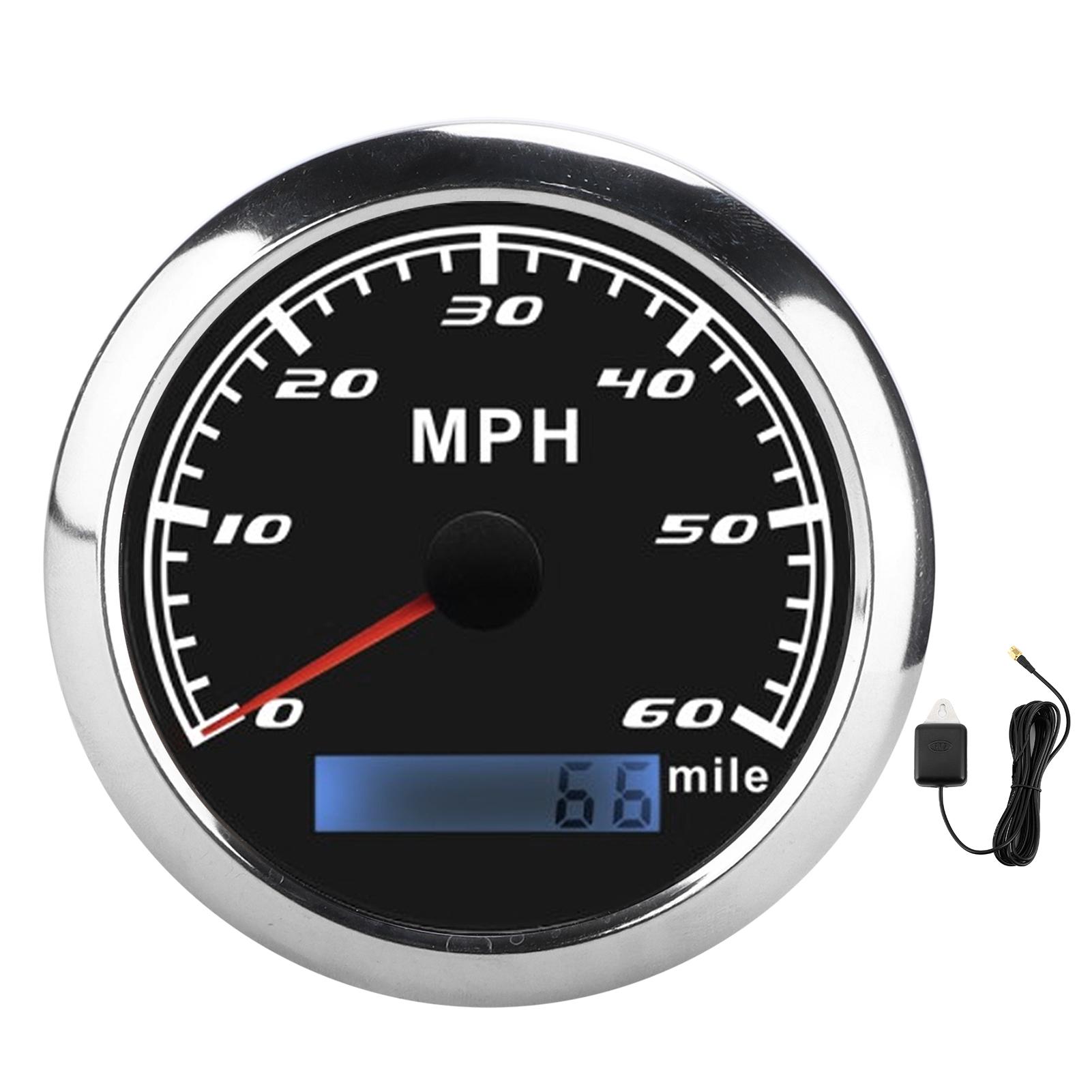 

Universal GPS Speedometer 60MPH Speed Gauge 0‑999999 Mile IP67 Waterproof with Red Backlight for Boat Car Truck чорний