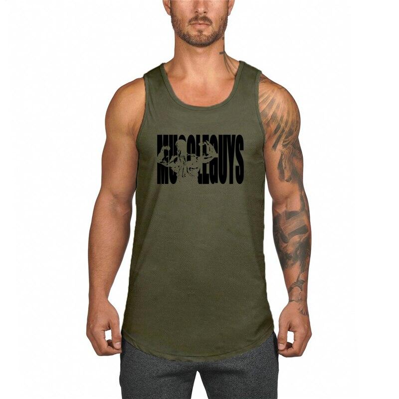 Muscleguys Men's Summer Bodybuilding muscle Tank Top Comfortable and Fashion printed Tops Tide youth slim Sleeveless Fitness Vest