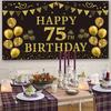 Trgowaul 75th Birthday Backdrop Gold and Black 5.9 X 3.6 Fts Happy Birthday Party Decorations Banner for Women Men Photography Supplies Background