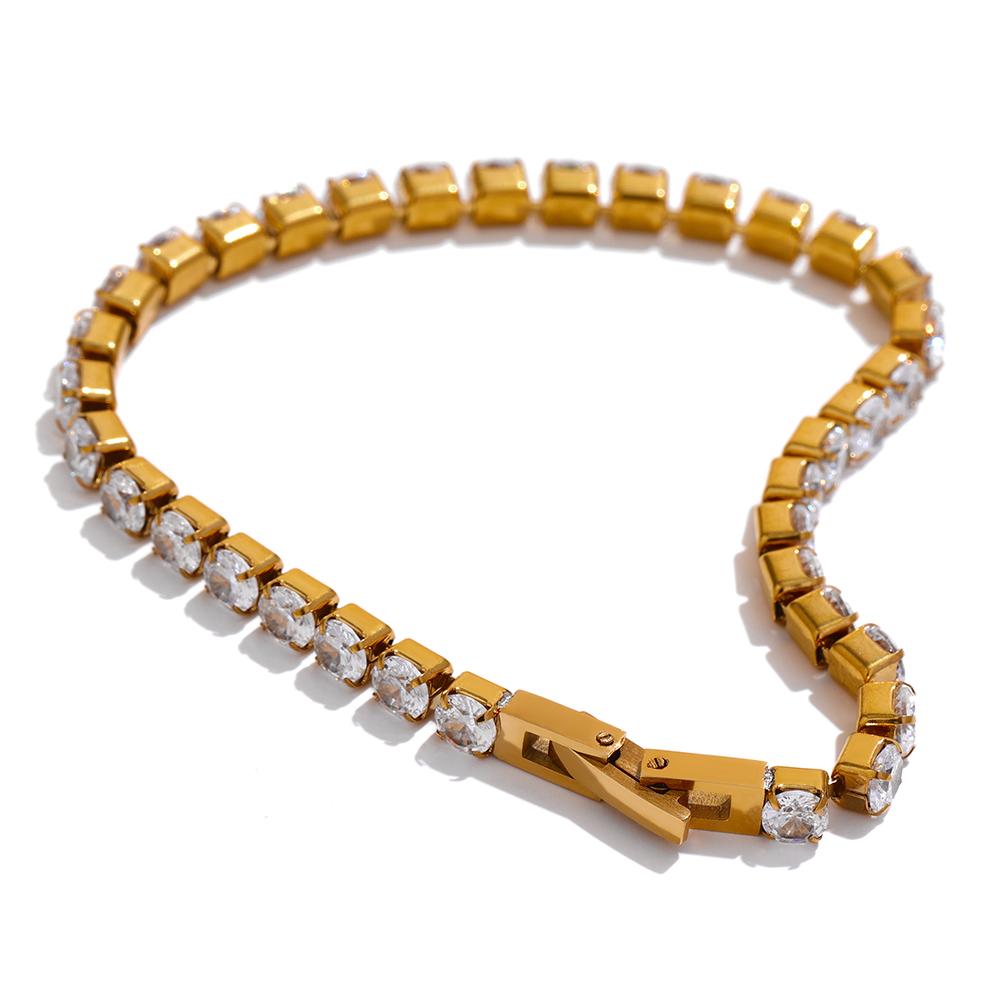 

Yhpup Stainless Steel Cubic Zirconia Tennis Chain Bracelet for Women Luxury Charm Bling AAA Bangle Bracelet Bijoux Femme Gift